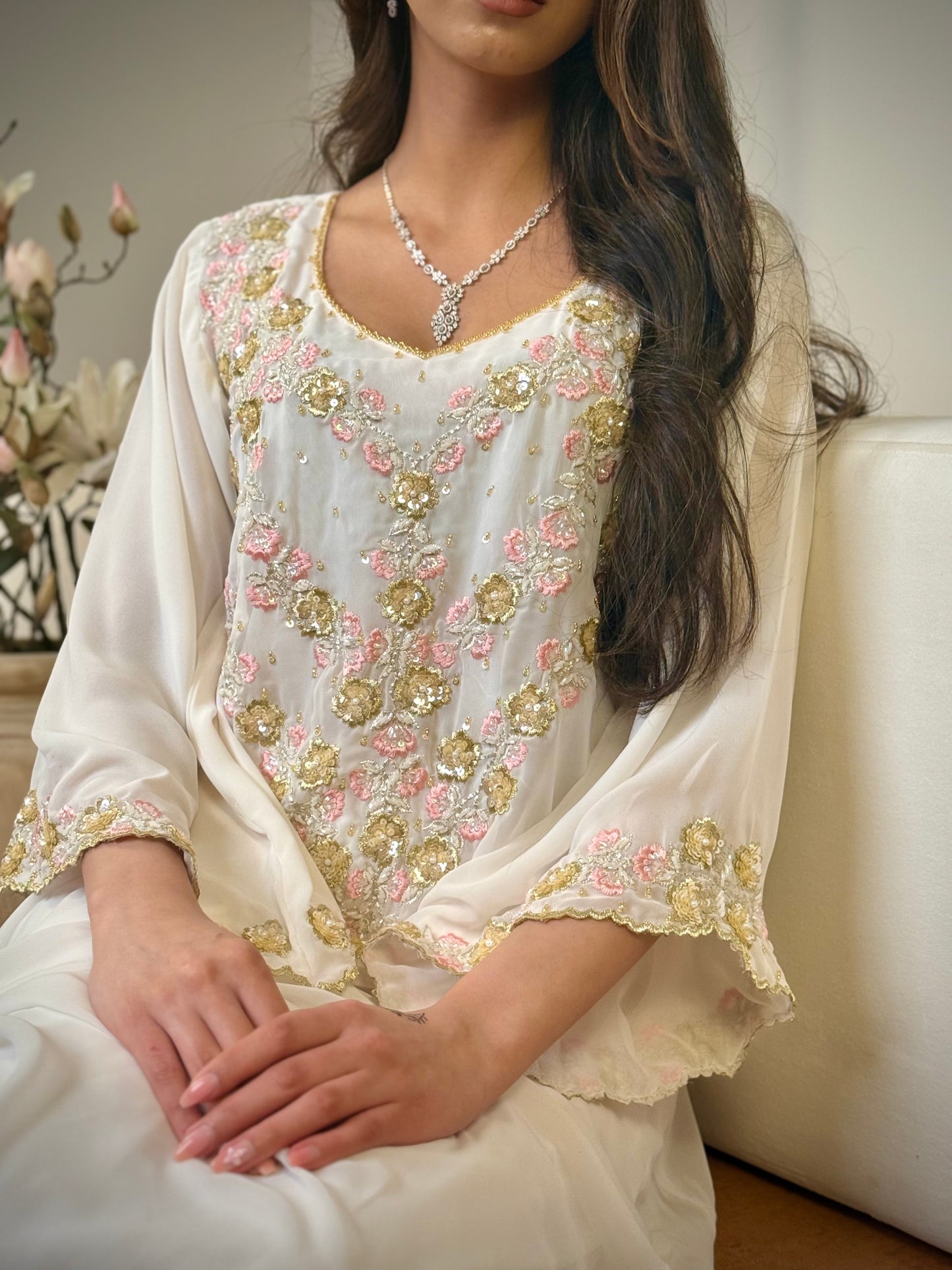 شيفون  شغل شك مع تطريز