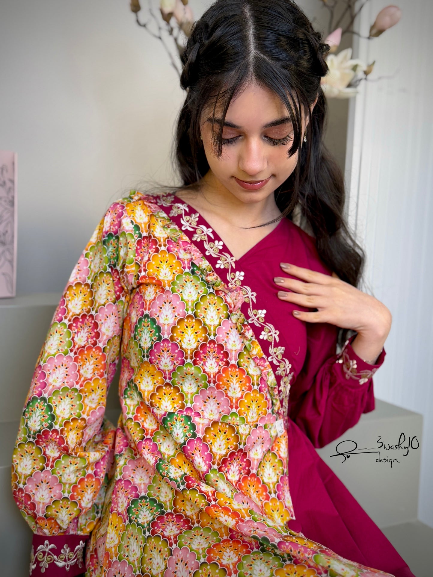 فستان قطن مع تطريز