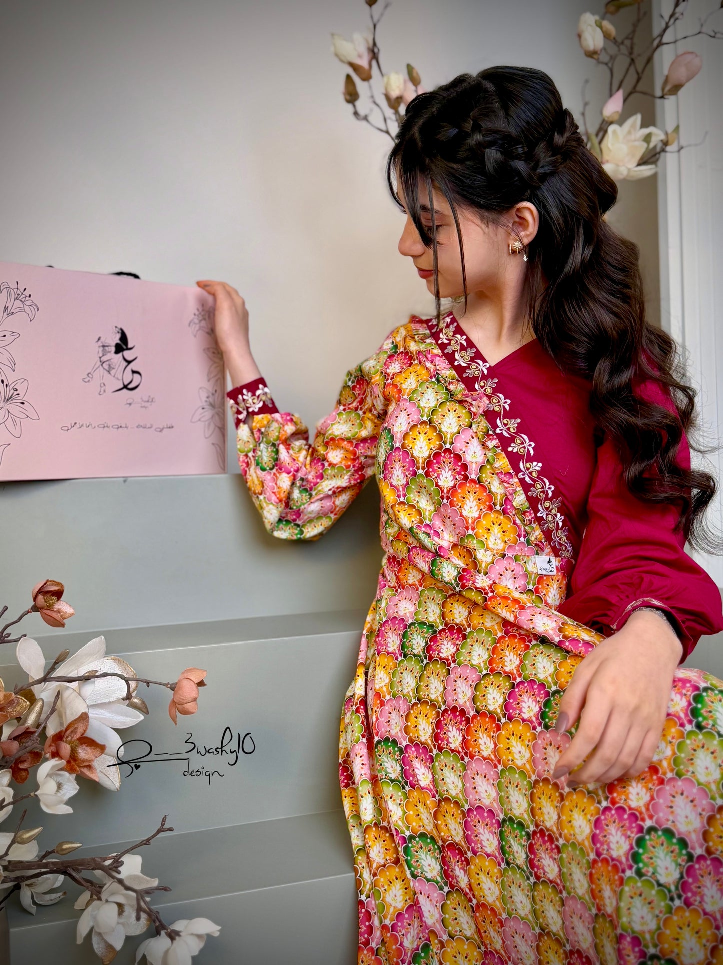 فستان قطن مع تطريز