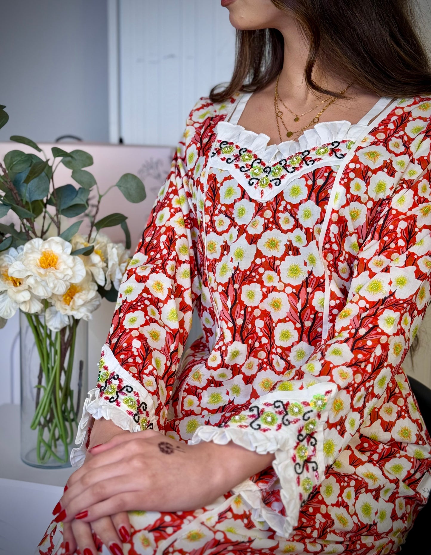 جلابية قطن دجتل مع شك