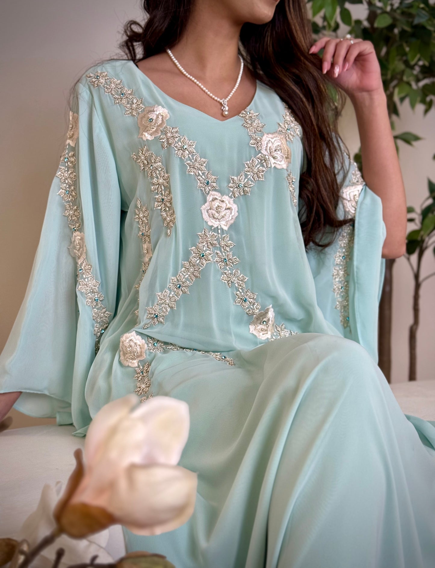 شيفون  شغل شك مع تطريز