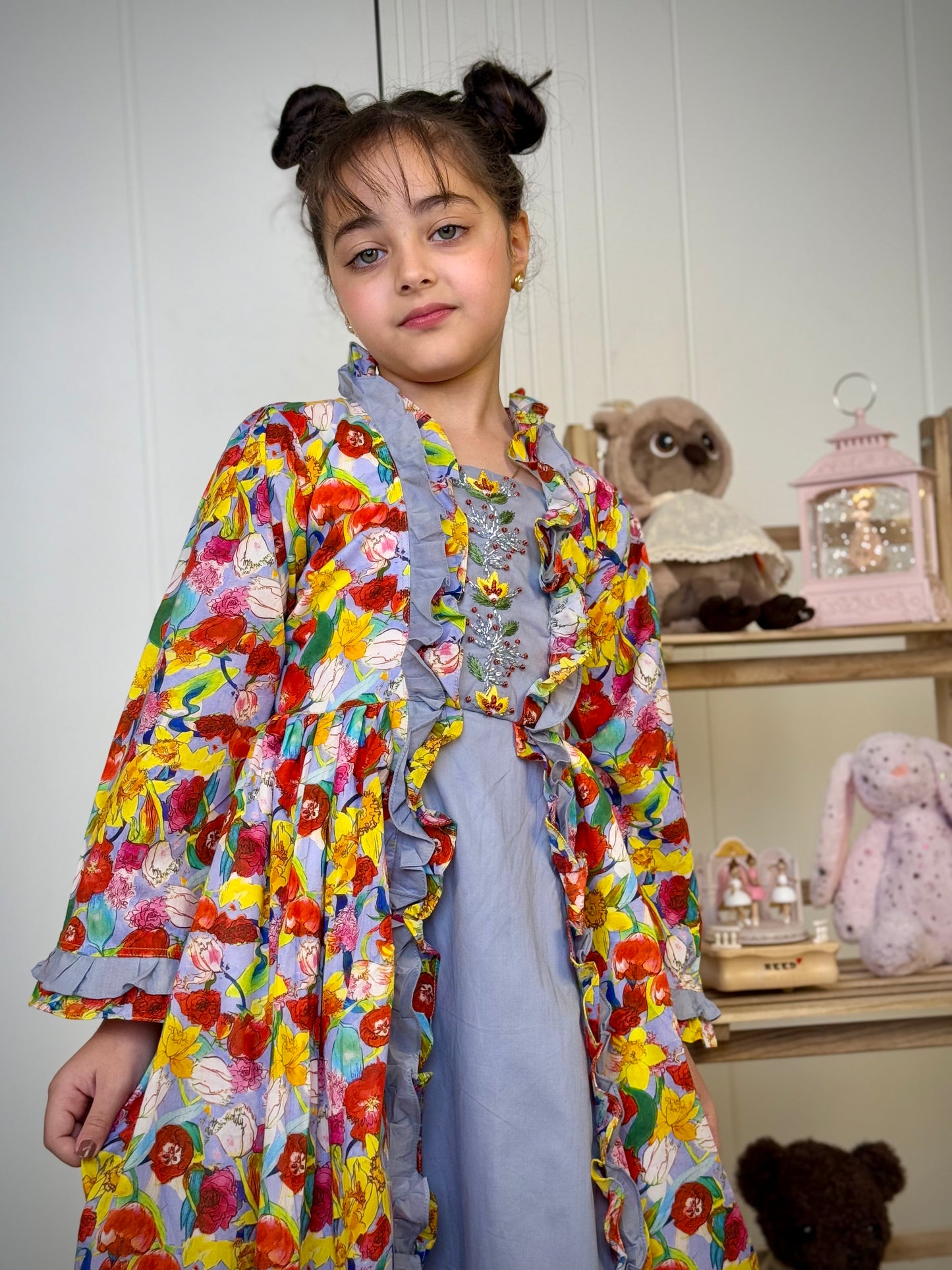 فستان قطن مع تطريز وشك