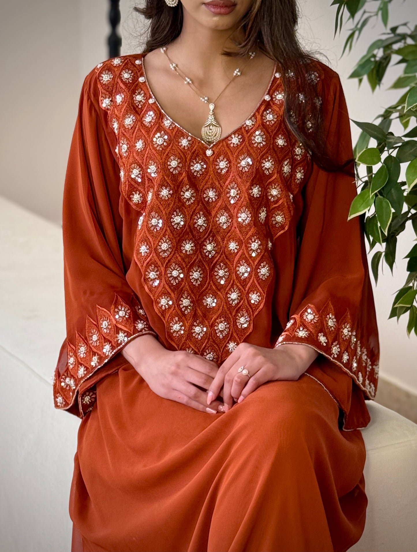 شيفون  شغل شك مع تطريز