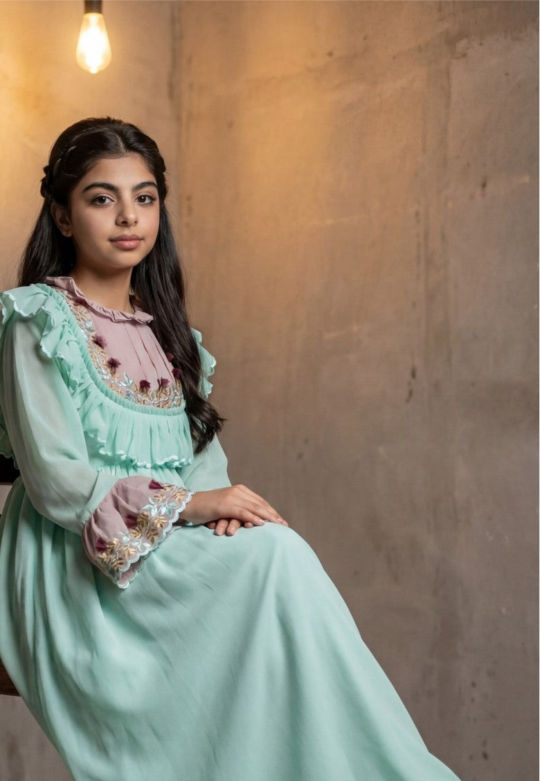 حرير الماس مع تطريز فخم الام والبنت