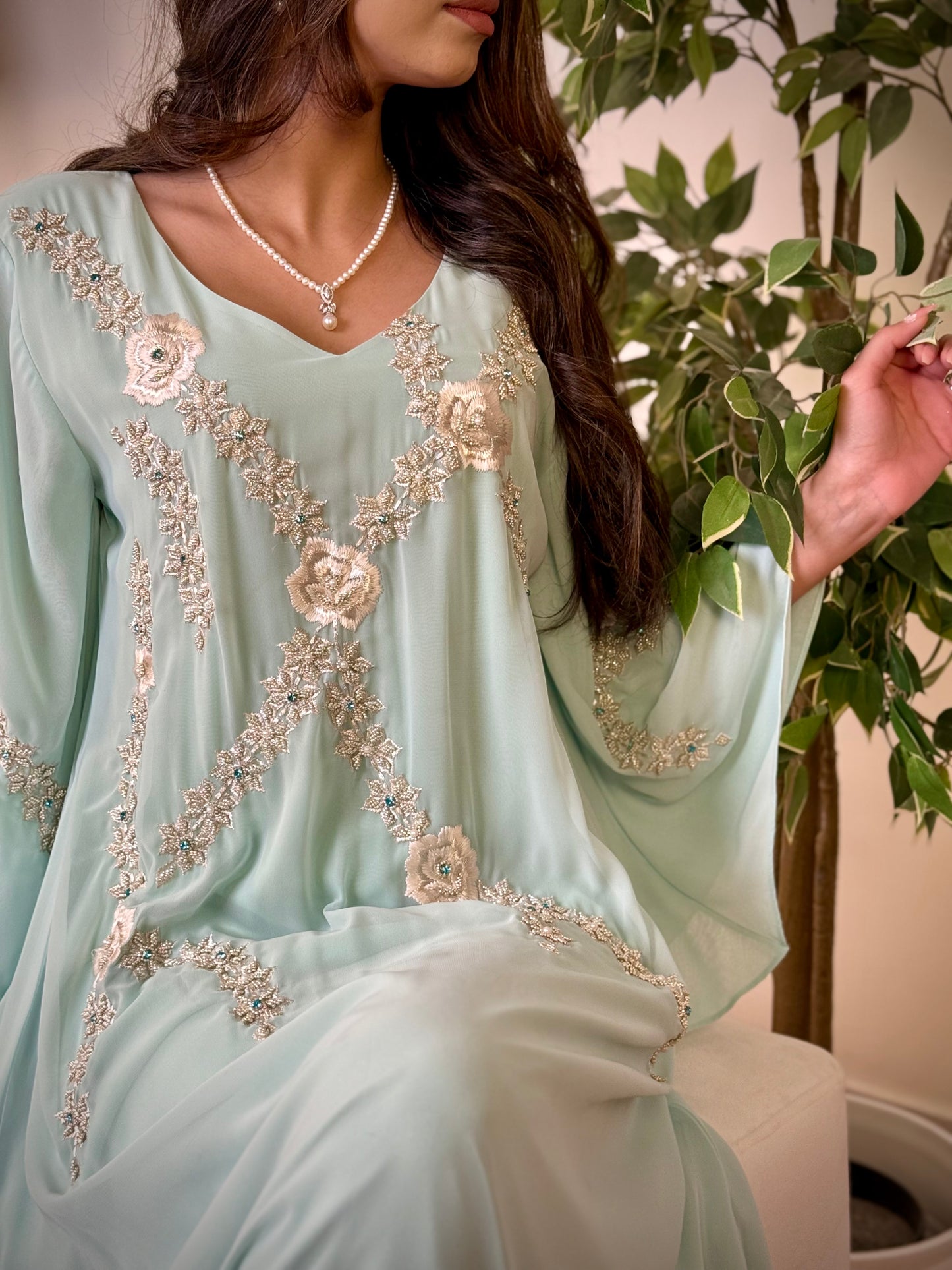 شيفون  شغل شك مع تطريز