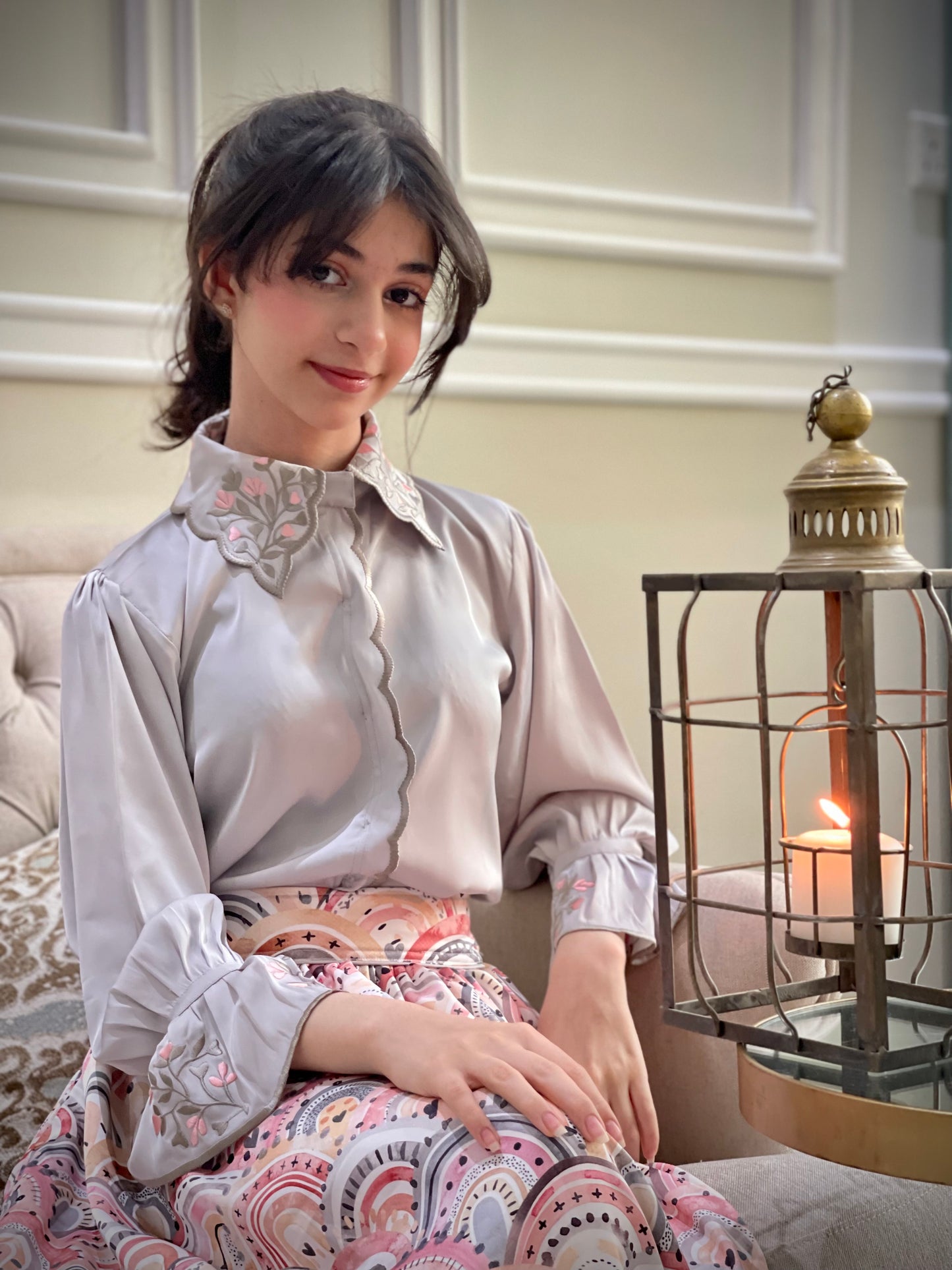 قميص وتنوره حرير مع تطريز 102