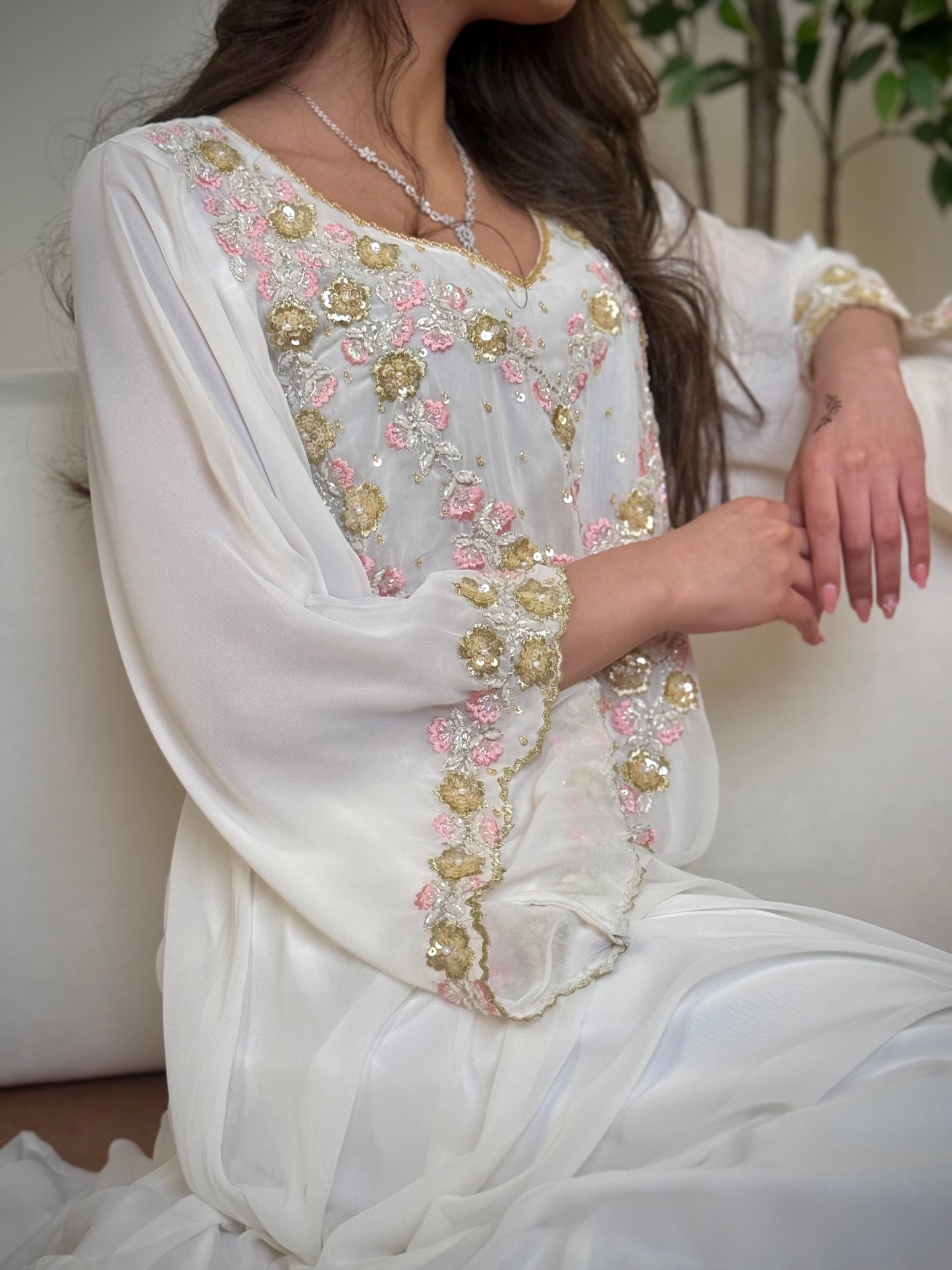 شيفون  شغل شك مع تطريز