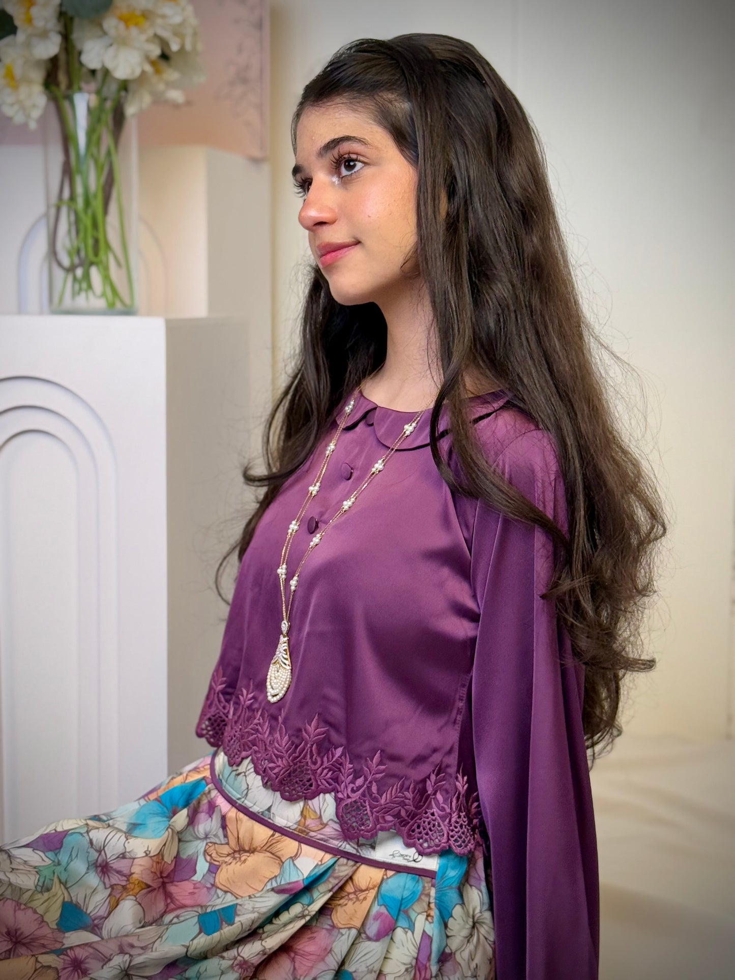 قميص وتنوره حرير تطريز مخرم106