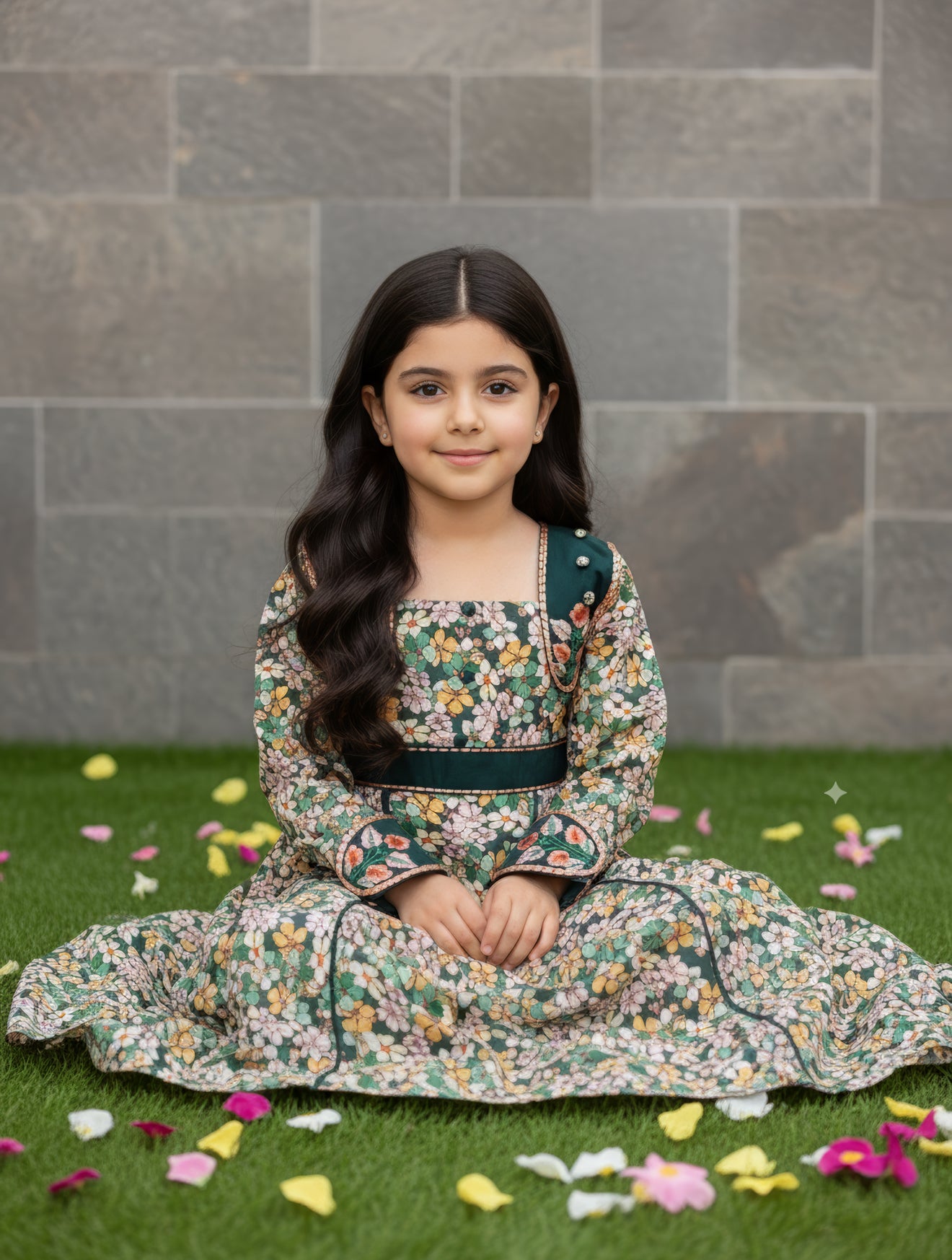 فستان قطن مع تطريز ودمج الساده