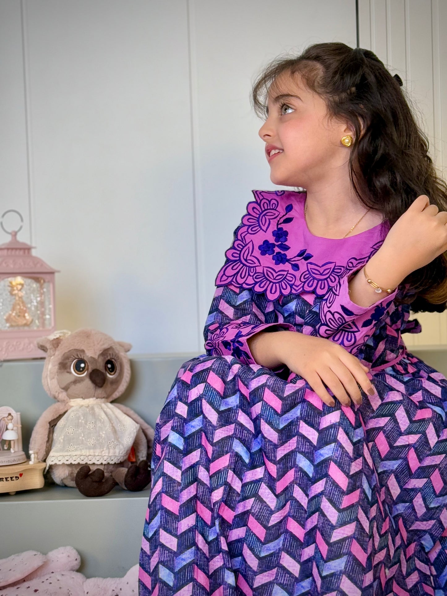 فستان قطن مع تطريز