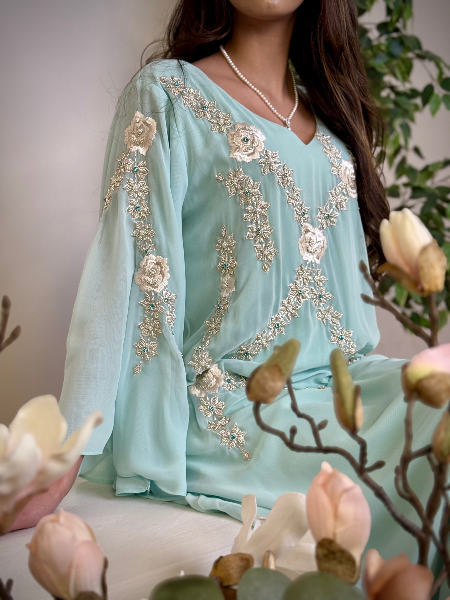 شيفون  شغل شك مع تطريز