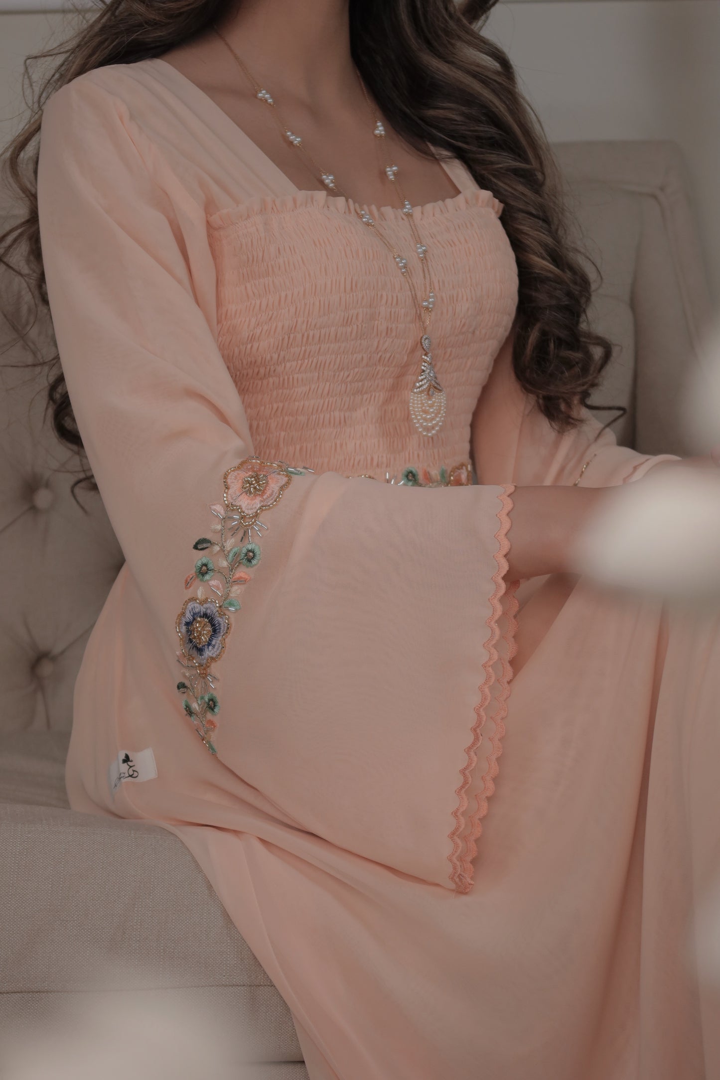 دبل شيفون شك مع تطريز