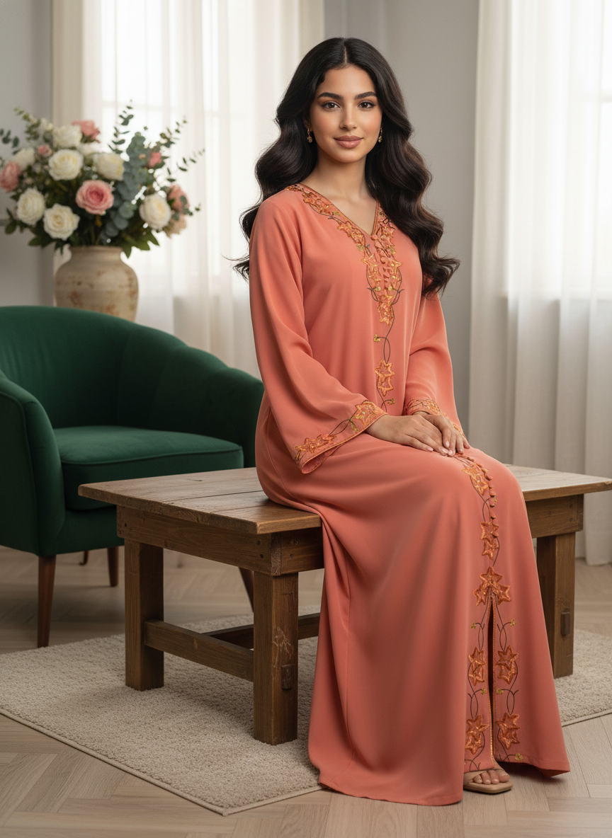 دبل شيفون مطرز