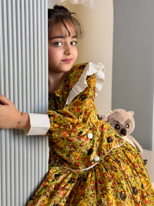 فستان قطن مع دمج السادة