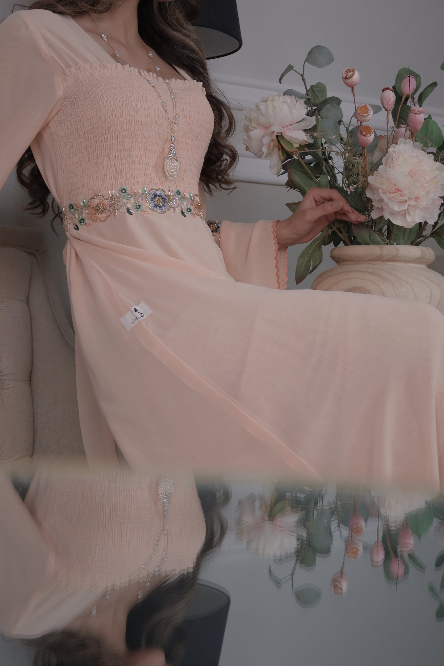 دبل شيفون شك مع تطريز