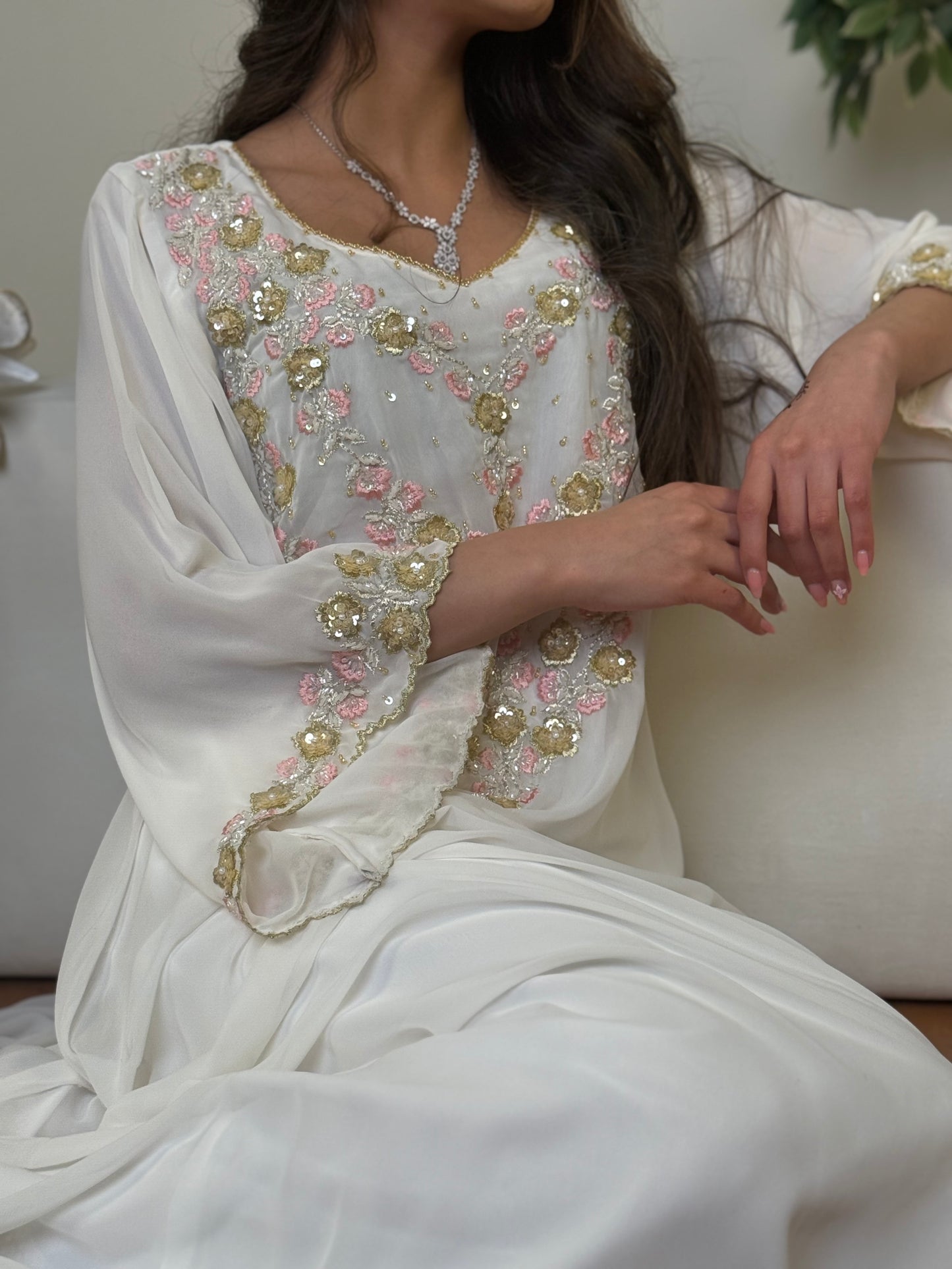 شيفون  شغل شك مع تطريز