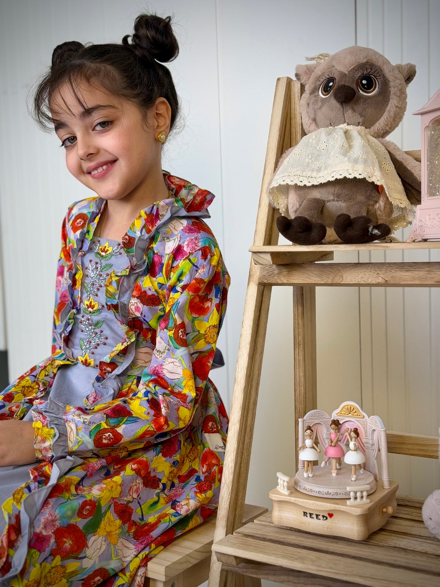 فستان قطن مع تطريز وشك