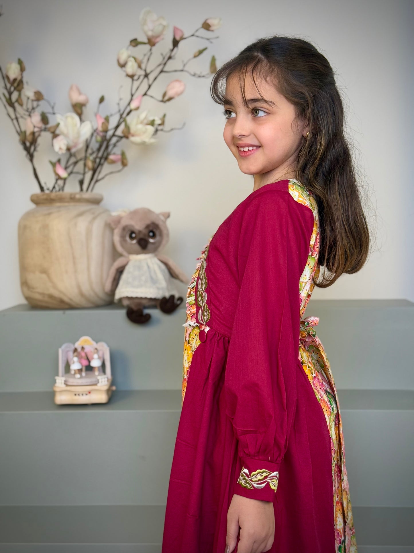 فستان قطن مع تطريز