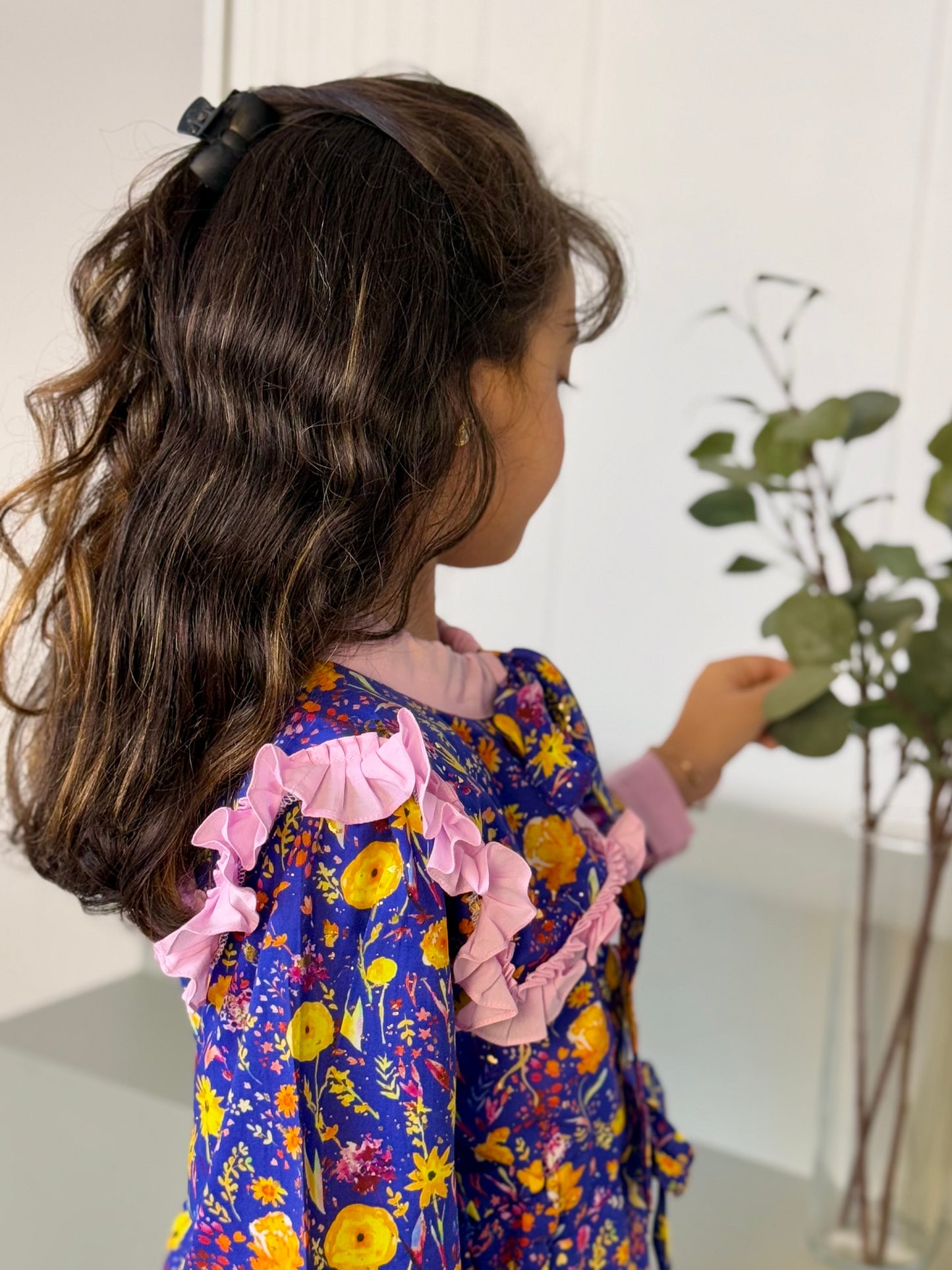 فستان قطن مع دمج السادة