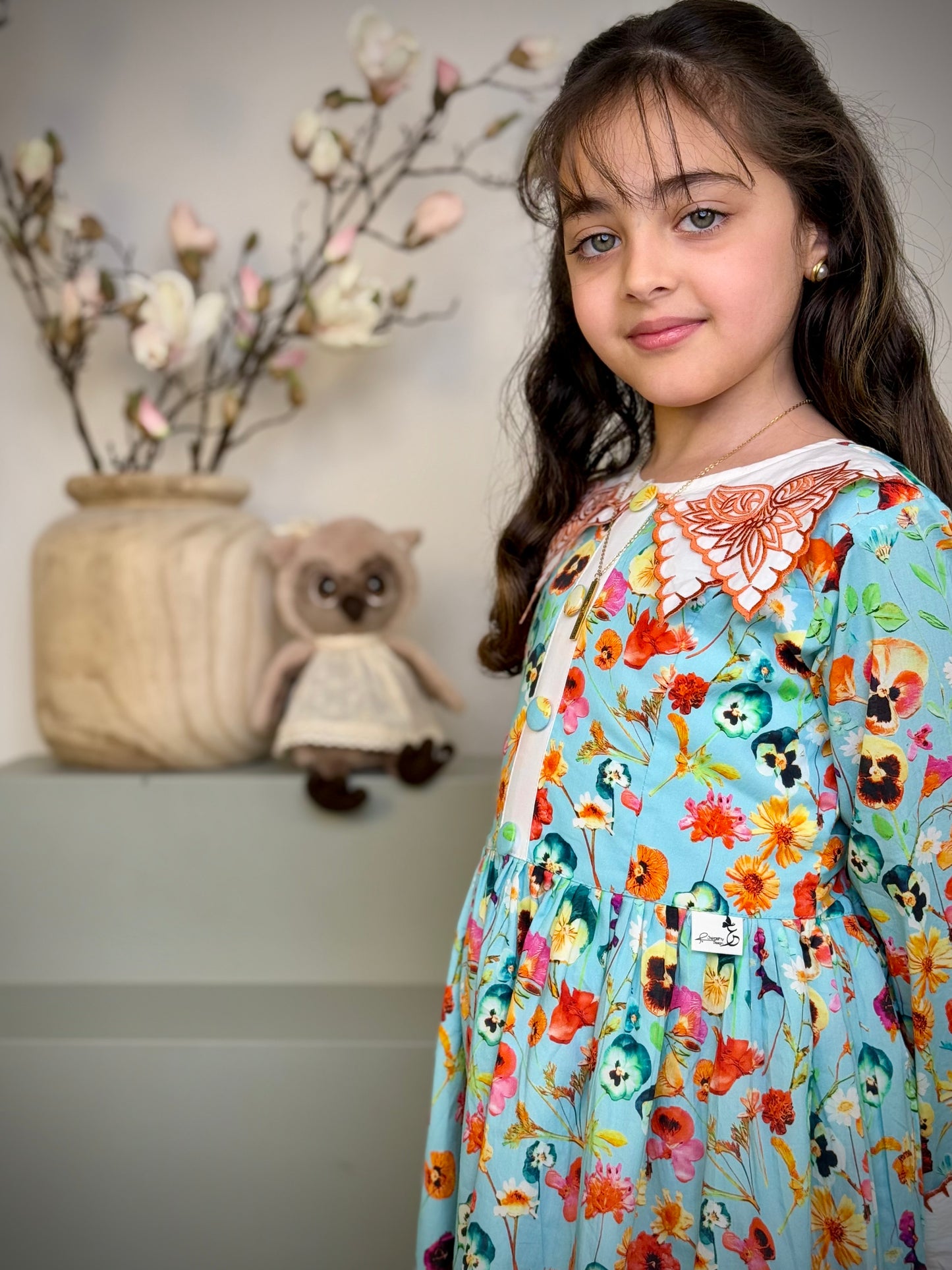 فستان قطن مع تطريز