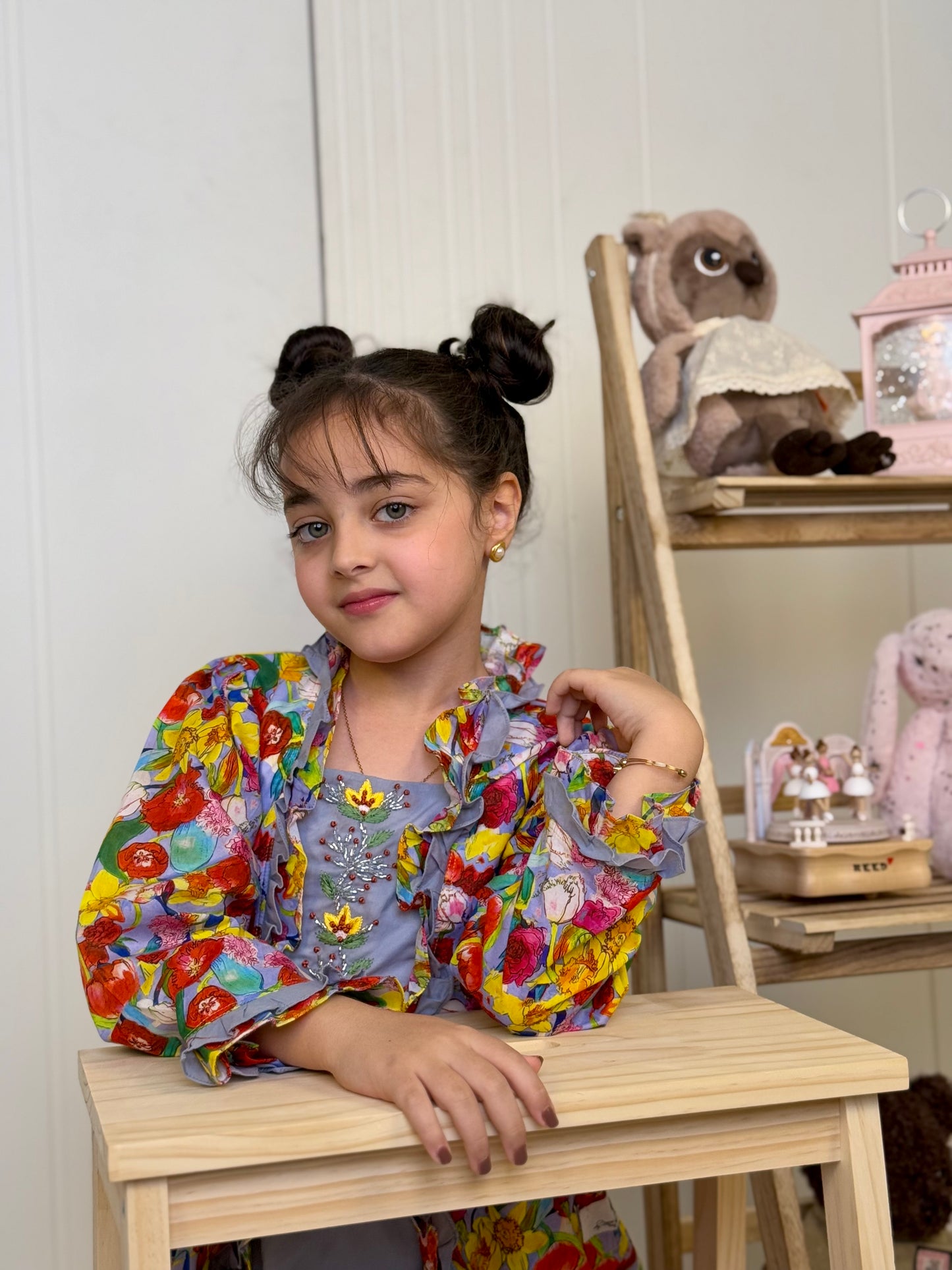 فستان قطن مع تطريز وشك