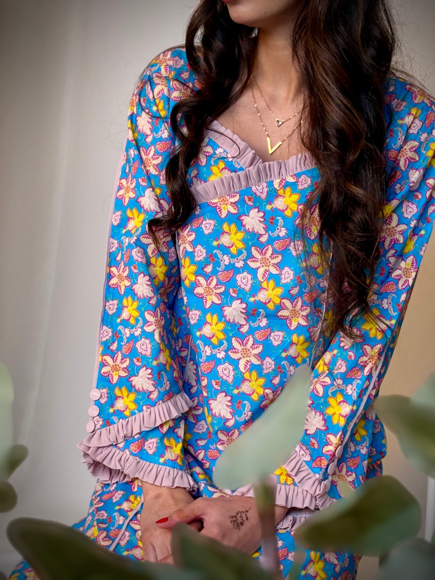 جلابية قطن   مع كسرلا شيفون