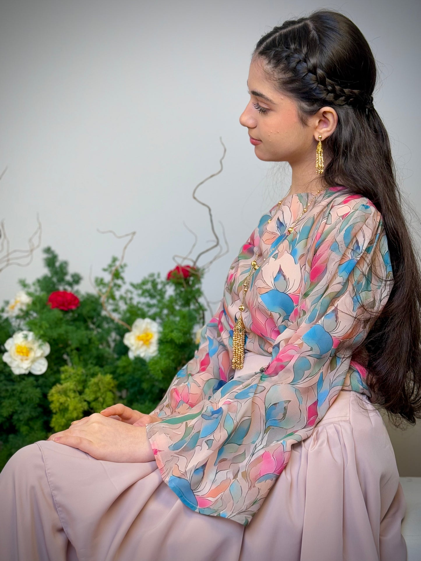 قميص شيفون وتنوره حرير تطريز103