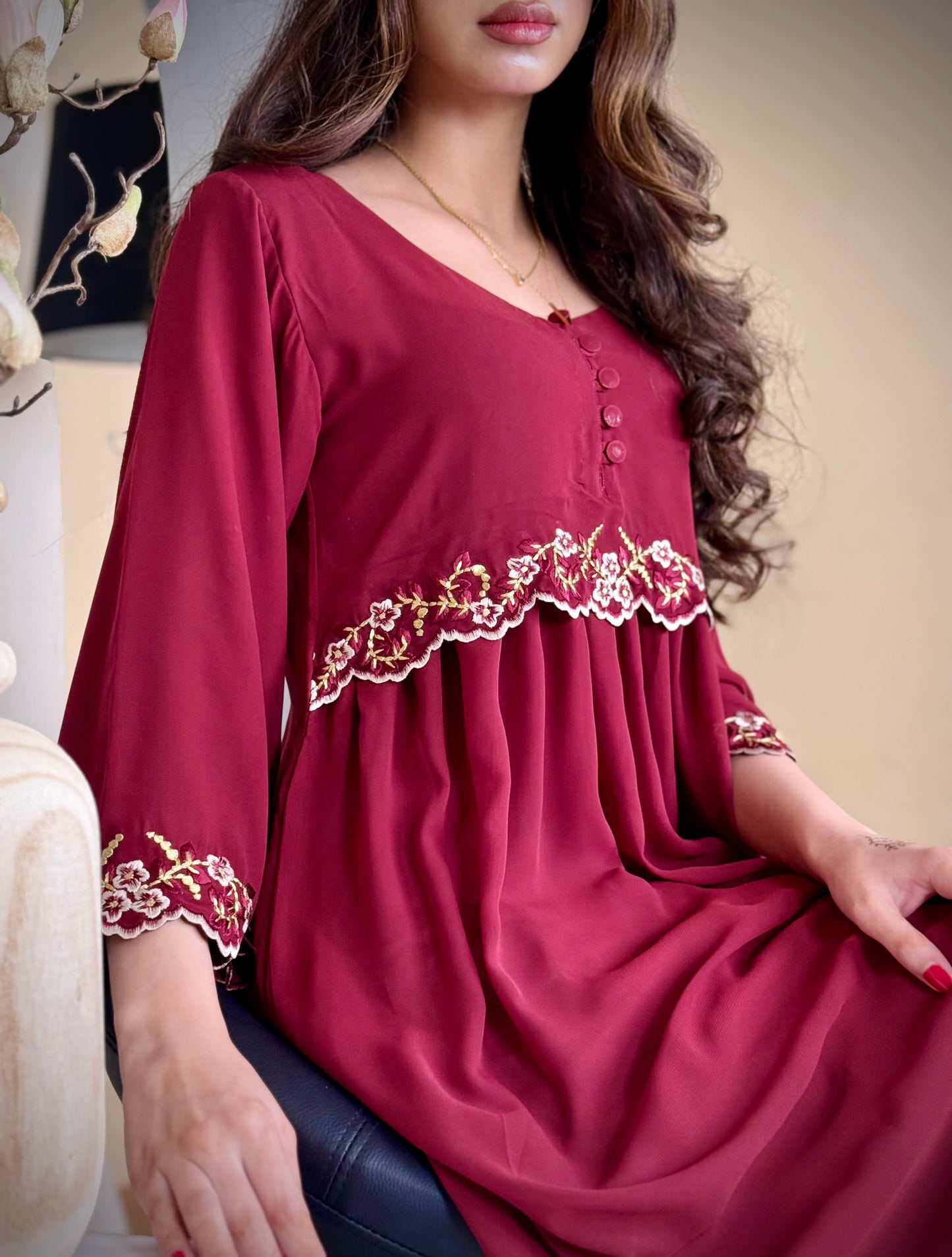 شيفون مع تطريز