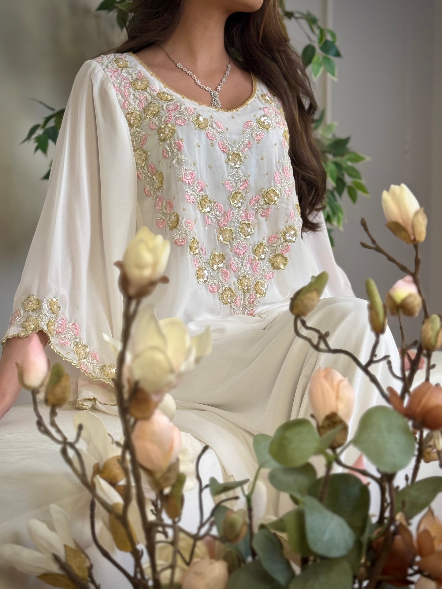 شيفون  شغل شك مع تطريز