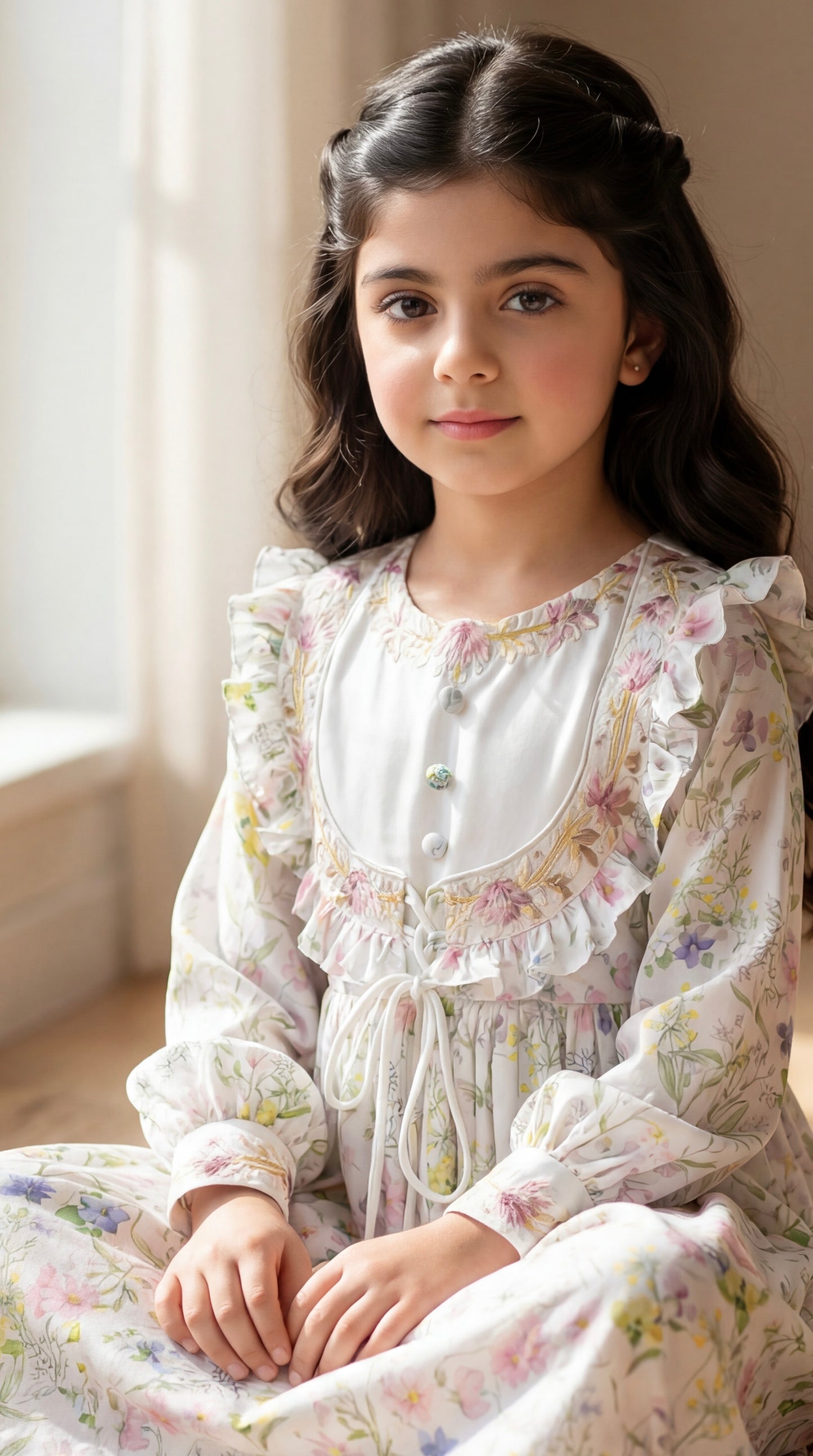 فستان من الحرير مع تطريز على شكل جاكيت