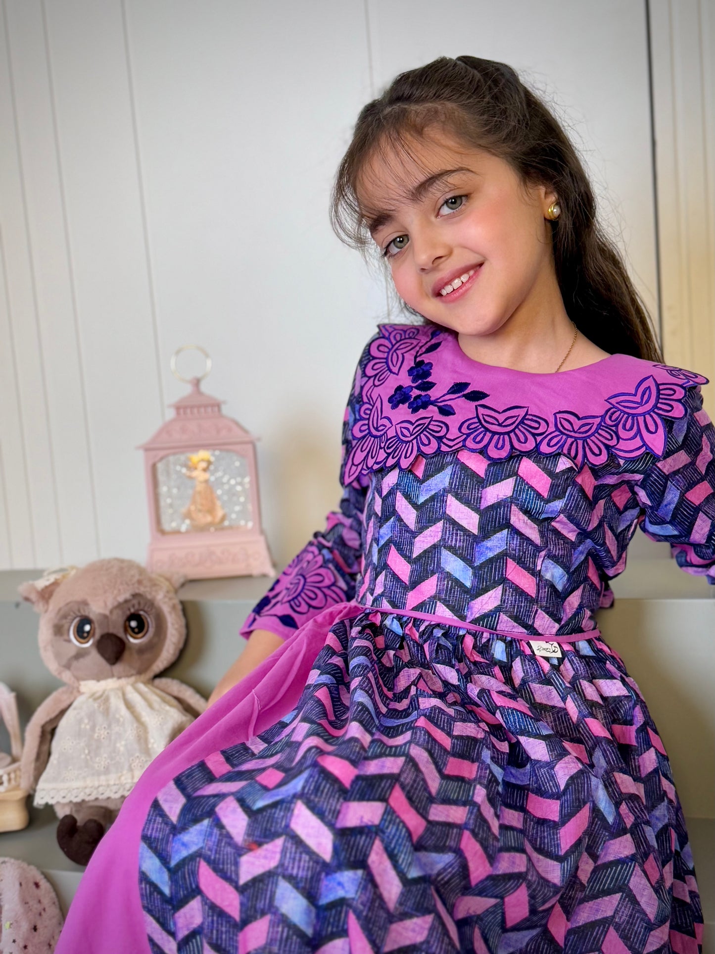 فستان قطن مع تطريز