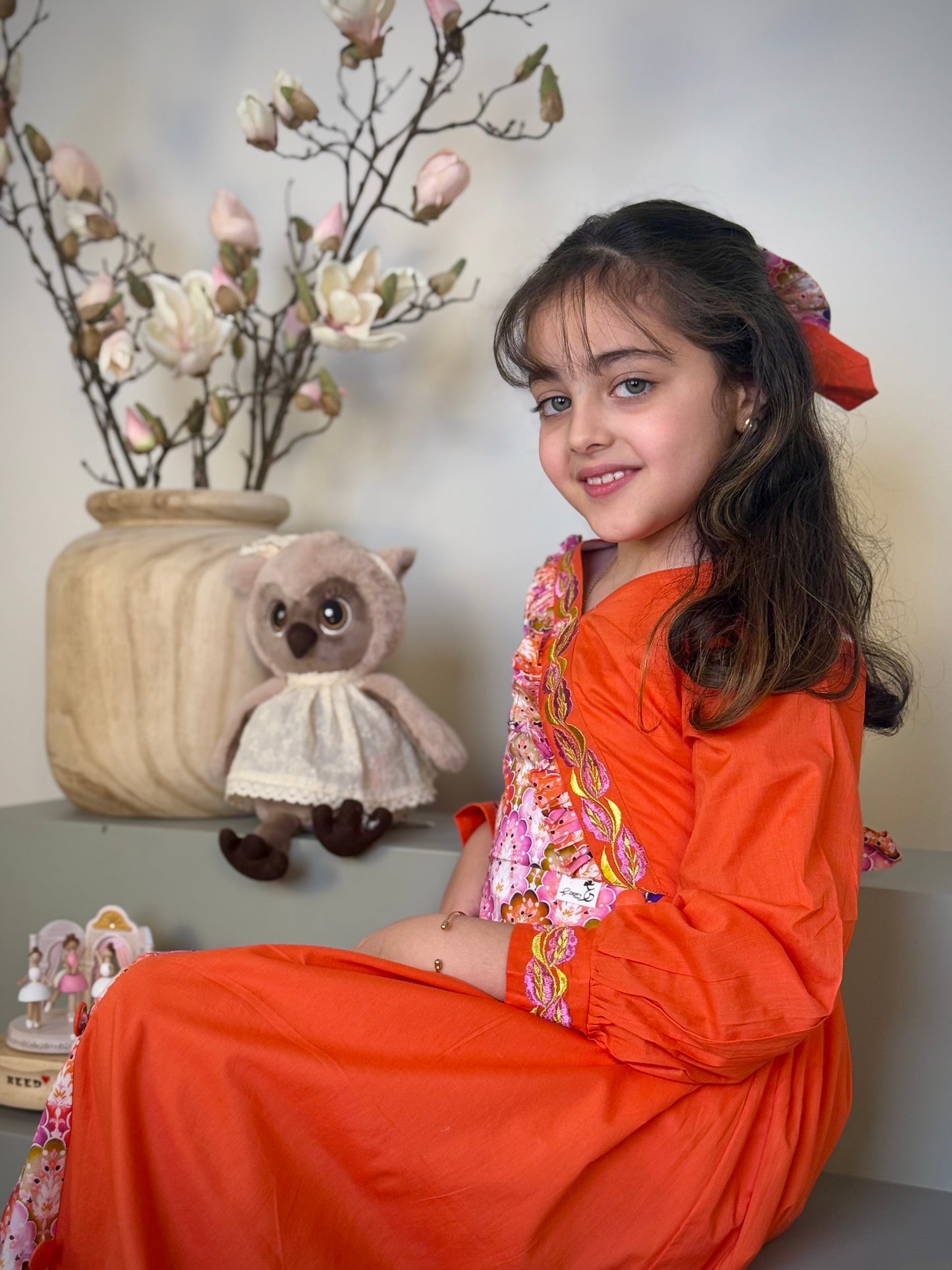 فستان قطن مع تطريز