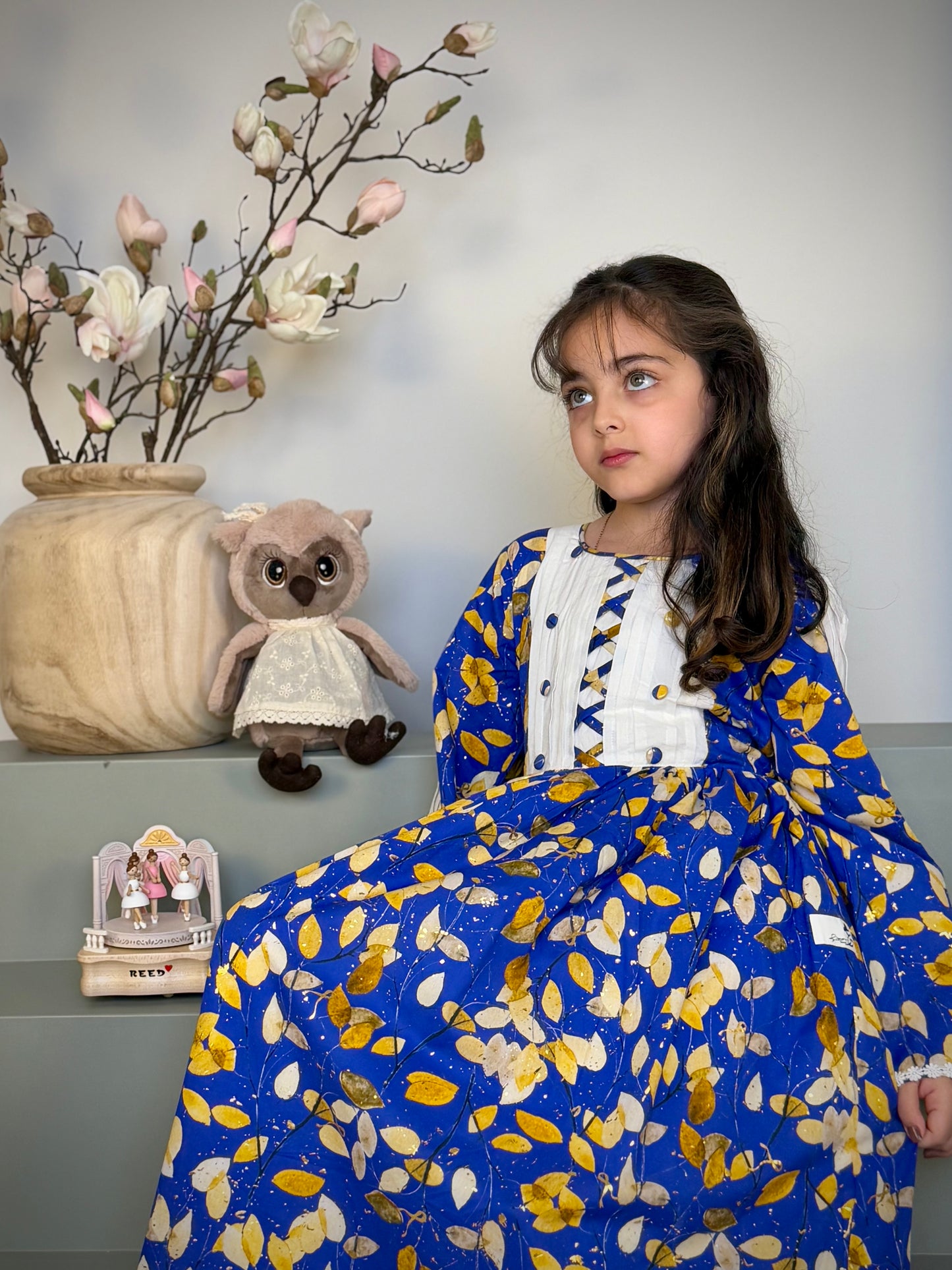 فستان قطن مع دمج السادة