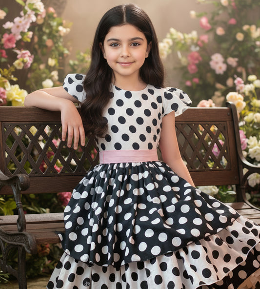 فستان قطن تراثي مع  ودمج لونين