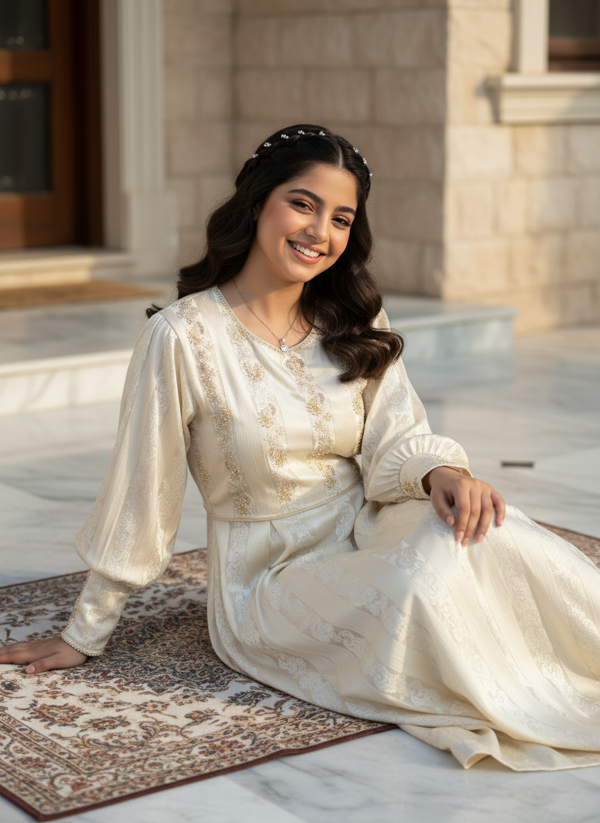 درس من الحرير المزراي   وتطريز مع شك