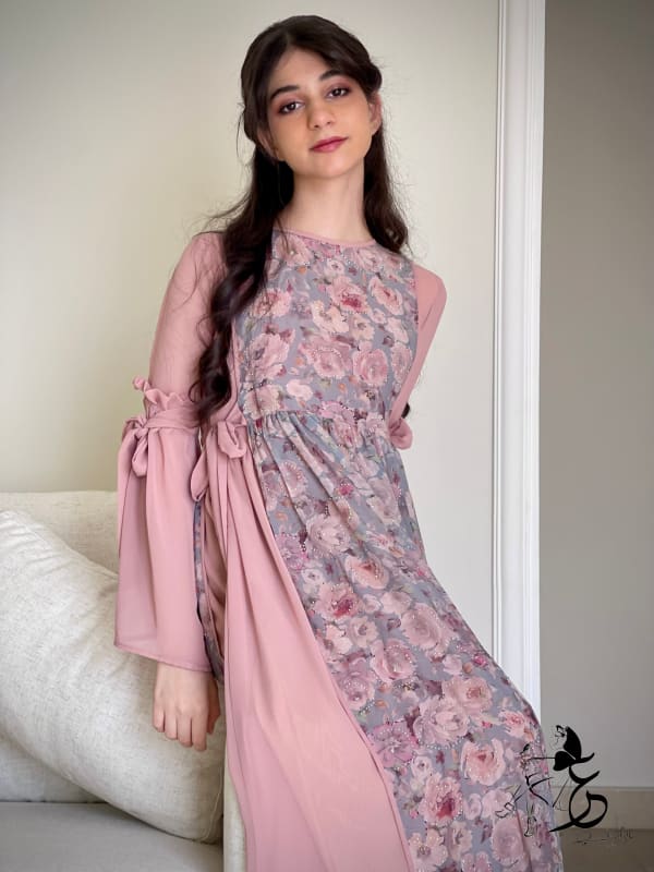 فستان من قطعتين شيفون فصوص مع ستده