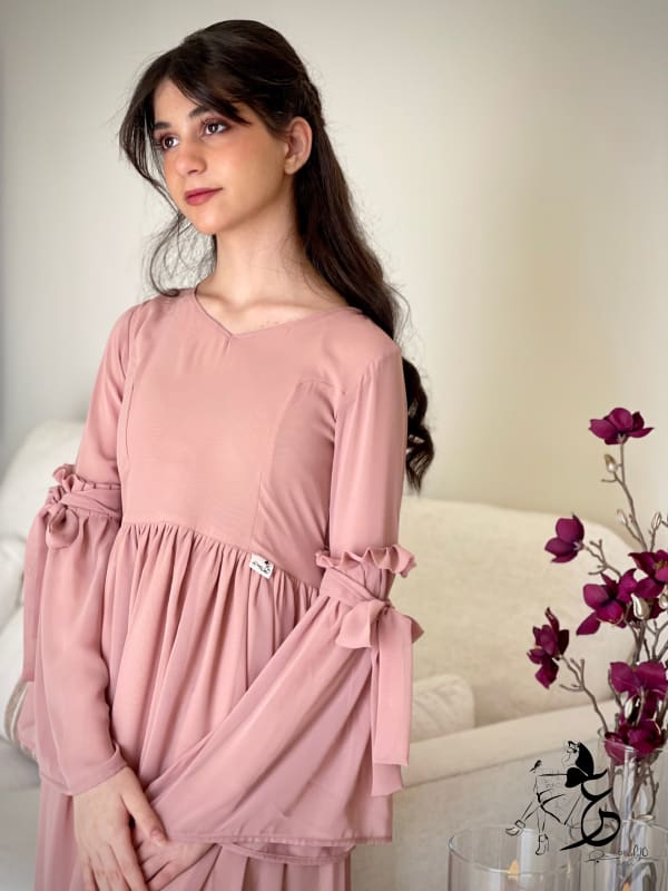 فستان من قطعتين شيفون فصوص مع ستده