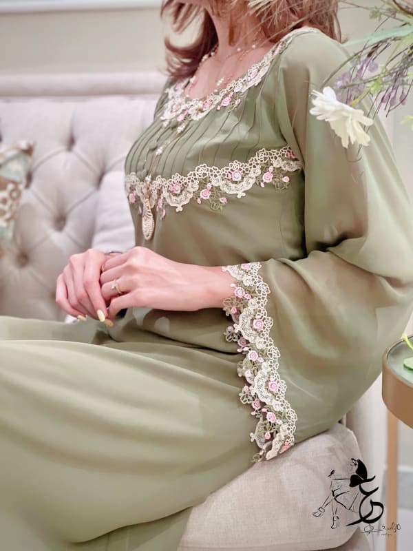 جلابيه دبل شيفون مع دانتيل