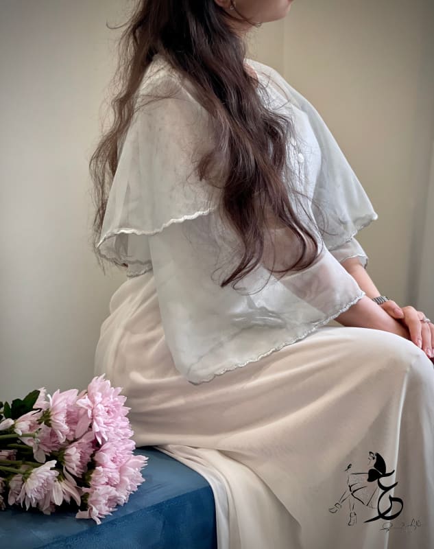 جلابيه دبل شيفون مع تور مطرز حواف