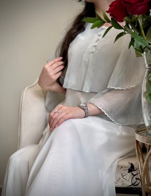 جلابيه دبل شيفون مع تور مطرز حواف