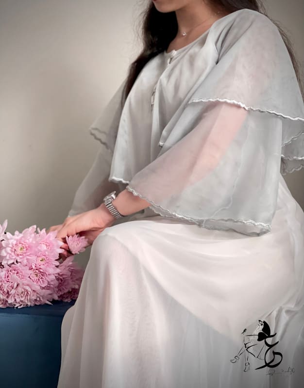 جلابيه دبل شيفون مع تور مطرز حواف