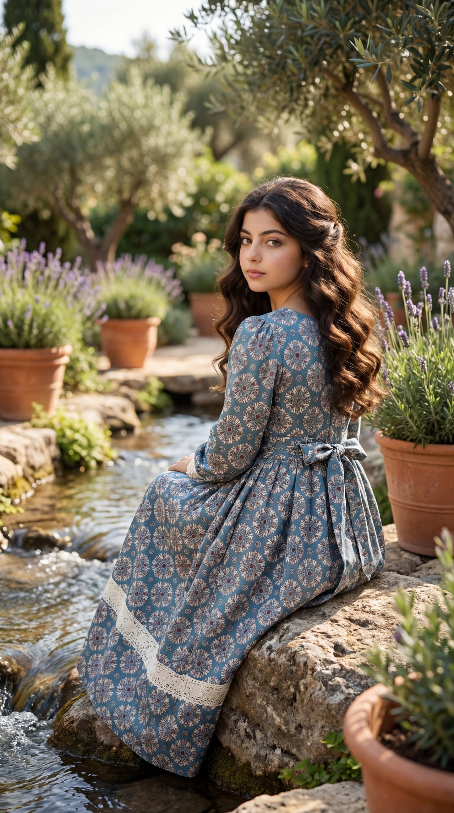 فستان قطن مع دانتل