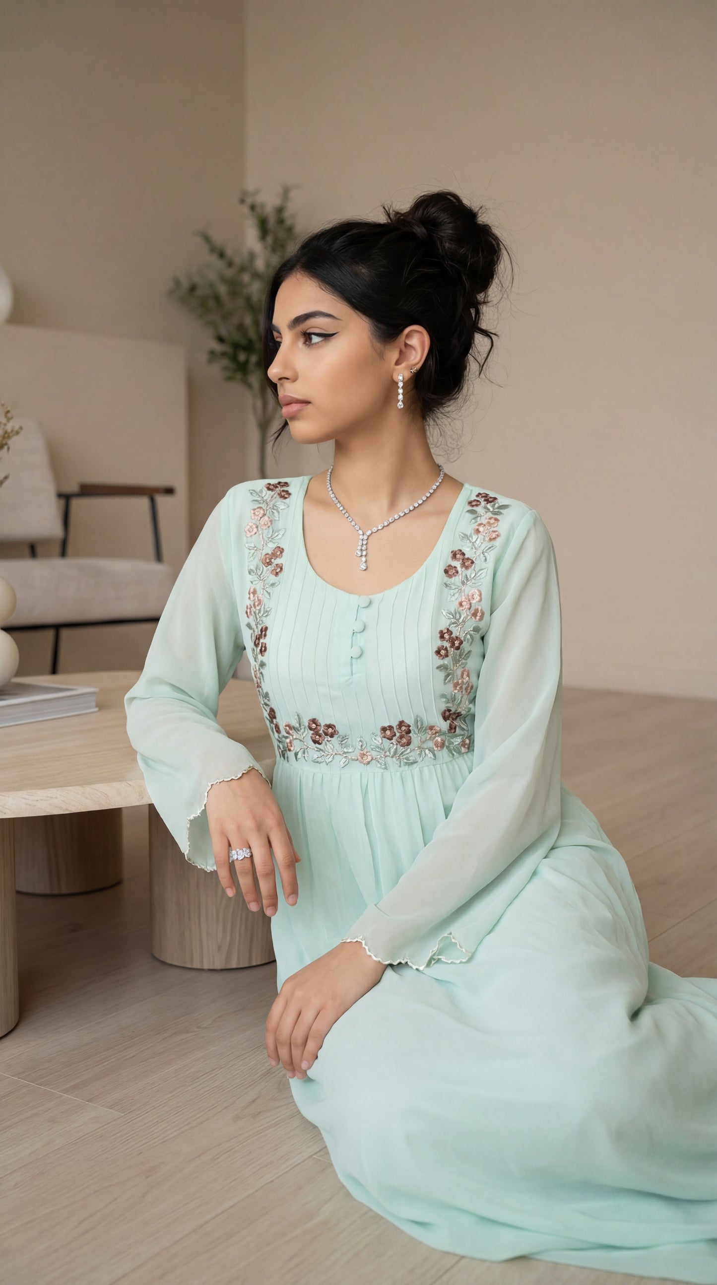 دبل شيفون مطرز