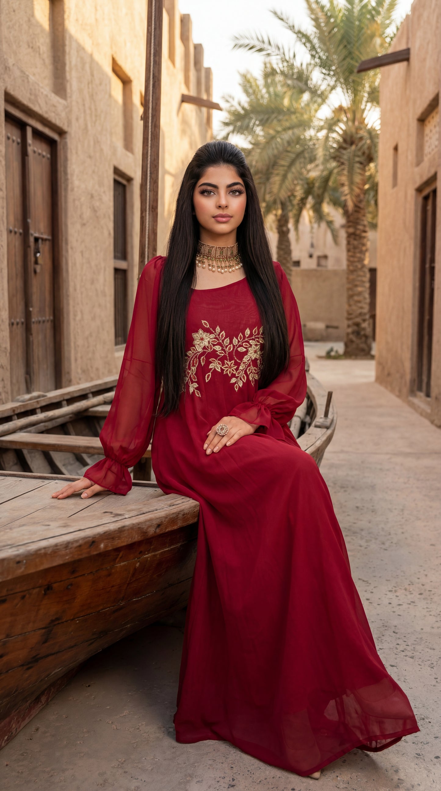 شيفون مع تطريز وشك