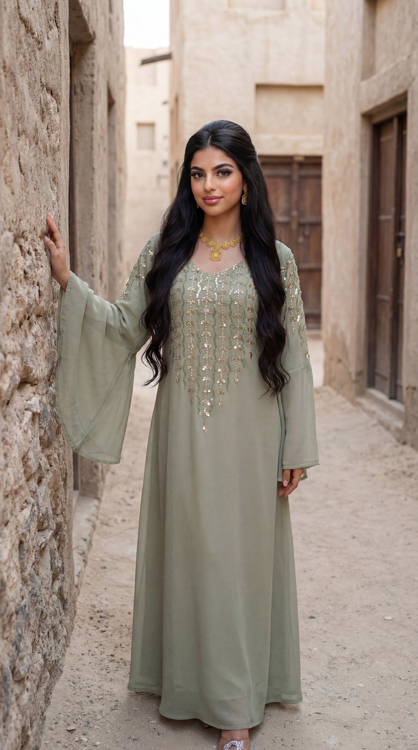 شيفون مع تطريز وشك