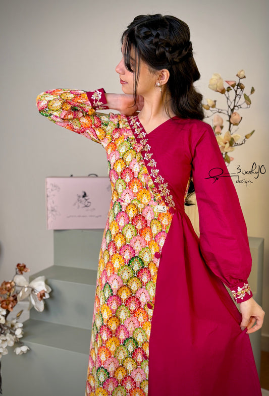 فستان قطن مع تطريز