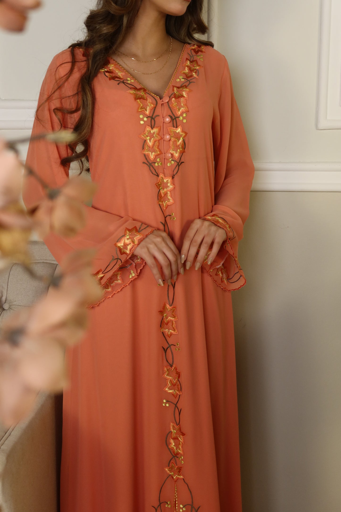 دبل شيفون مطرز