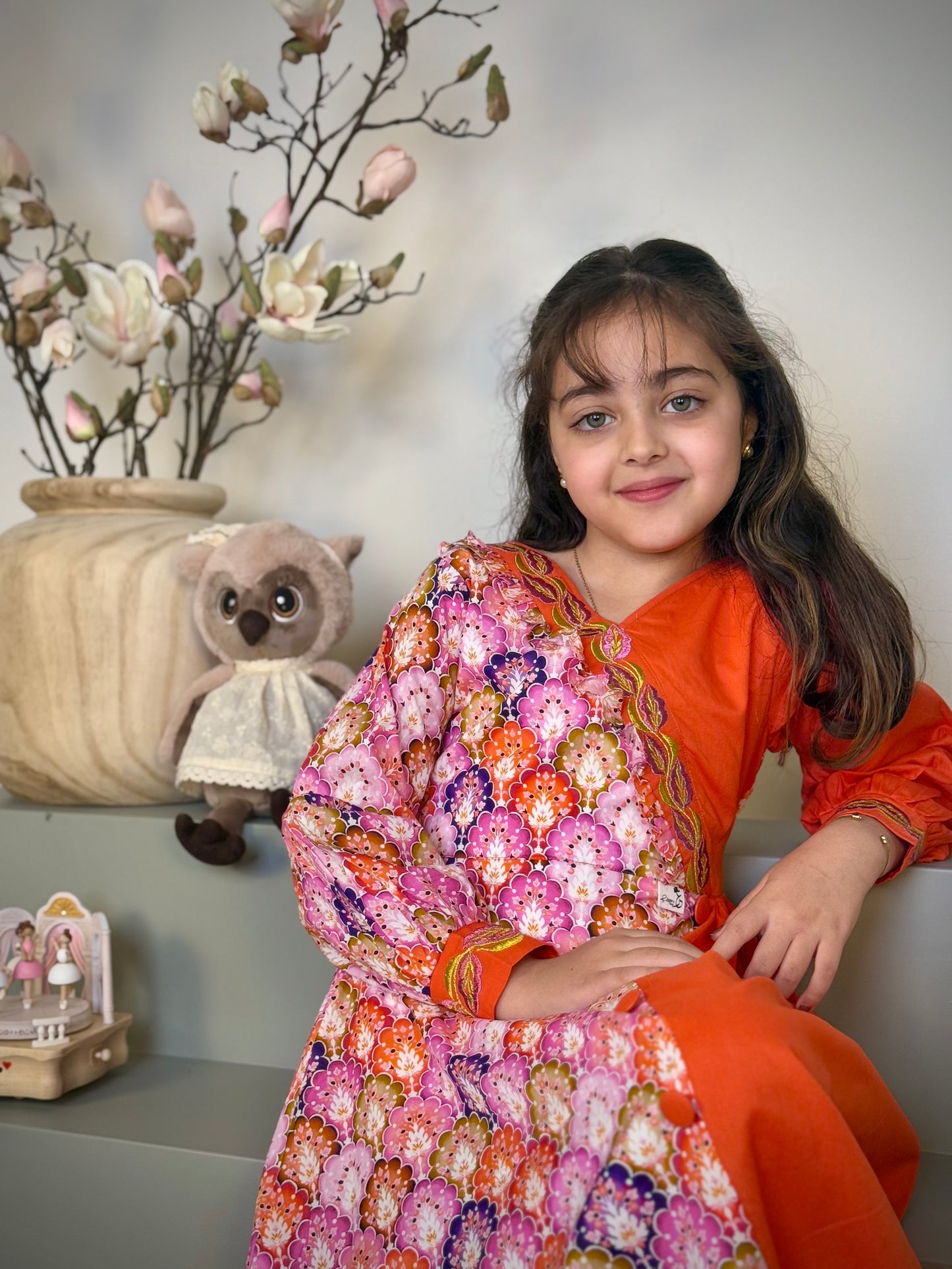 فستان قطن مع تطريز