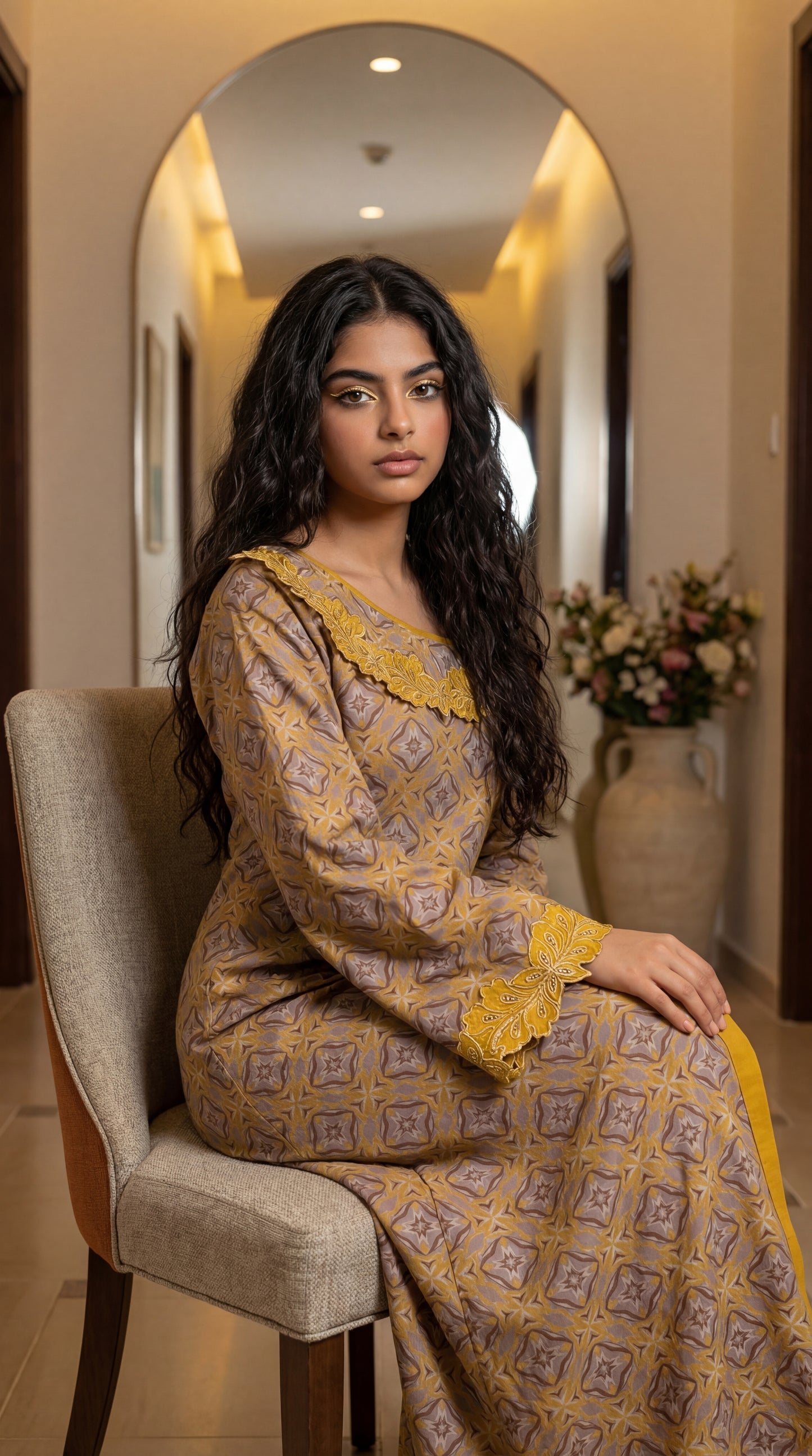 جلابية قطن مع تطريز وشغل  شك