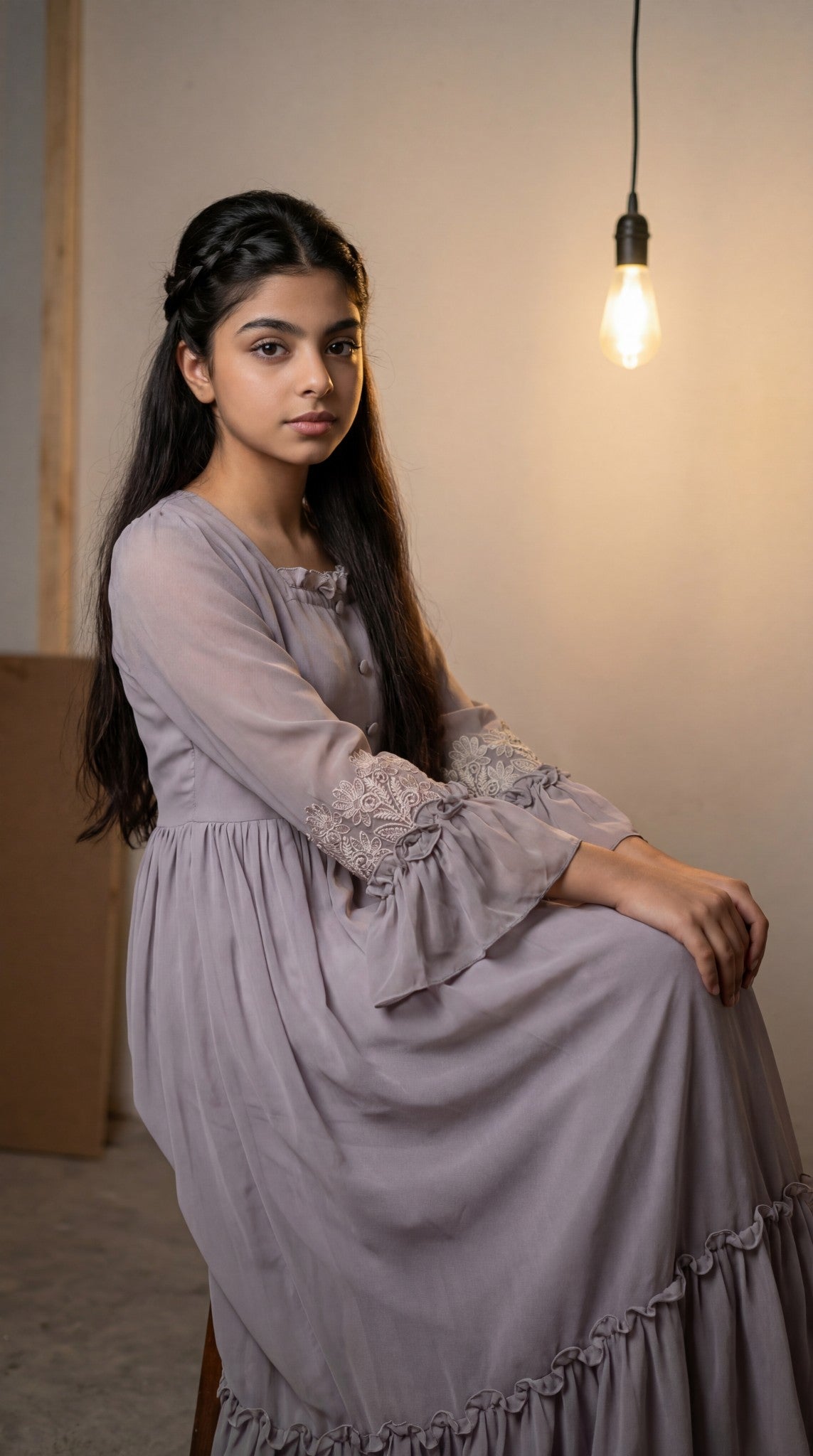 فستان من الشيفون مع دانتيل